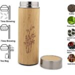 Bamboo Stainless Steel Flask Water Bottle with Tea Strainer- B1