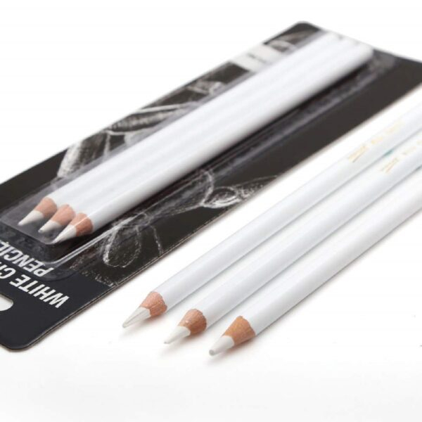 3 White Charcoal Pencil - Medium