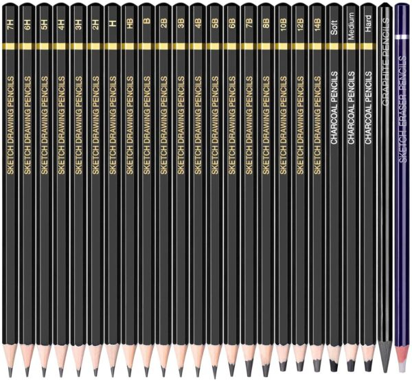 24 Pcs Professional Drawing And Sketching Pencil Set For Artists - Image 4