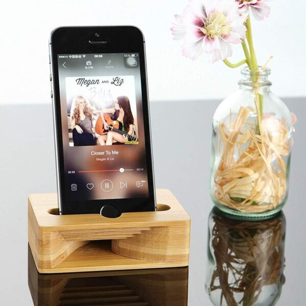 Bamboo Speaker Amplifier Cum Mobile Stand- Natural Sound Increase