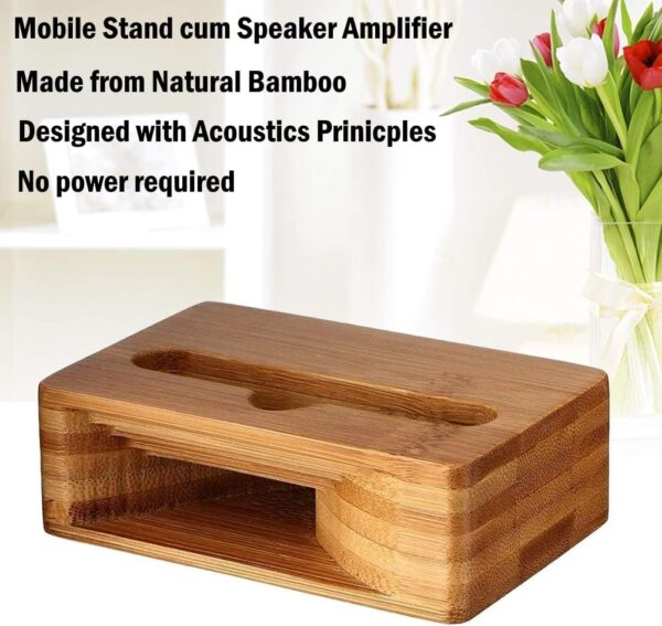 Bamboo Speaker Amplifier Cum Mobile Stand- Natural Sound Increase - Image 2