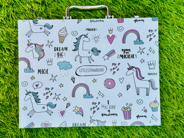 53 Pcs Unicorn Design Drawing Set Art Kit For Kids With Wooden Briefcase - Image 3