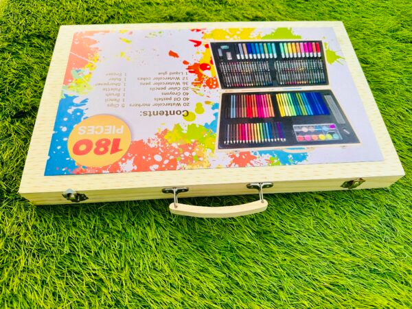 180 Pcs Professional Artist Drawing Set Art Kit For Kids With Wooden Briefcase - Image 4