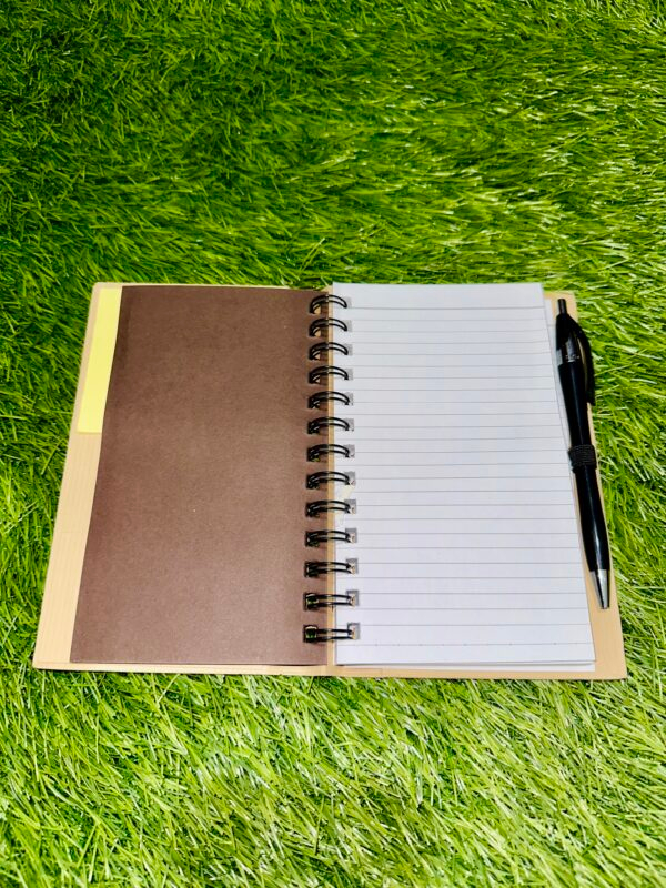 Brown Memo NotePad/NoteBook Sticky Notes Spiral Diary Craft Hardbound Cover Journal Diary for School, College, Office & Home Study 80 GSM- A5 Size (With Pen) - Image 4
