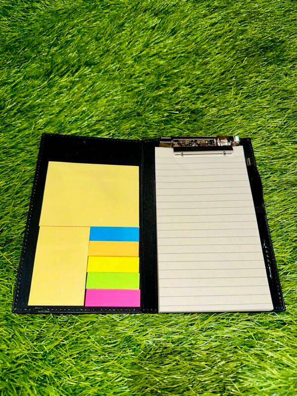 Memo NotePad/NoteBook With Sticky Notes & Clip Holder Journal Diary for School, College, Office & Home Study 80 GSM- A5 Size Black - Image 3