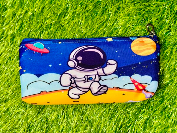 Space Pencil Dual Zip Storage Stationery Pouches for Boys and Girls Soft Cute Cotton Pouches for Student and Artist - Image 2