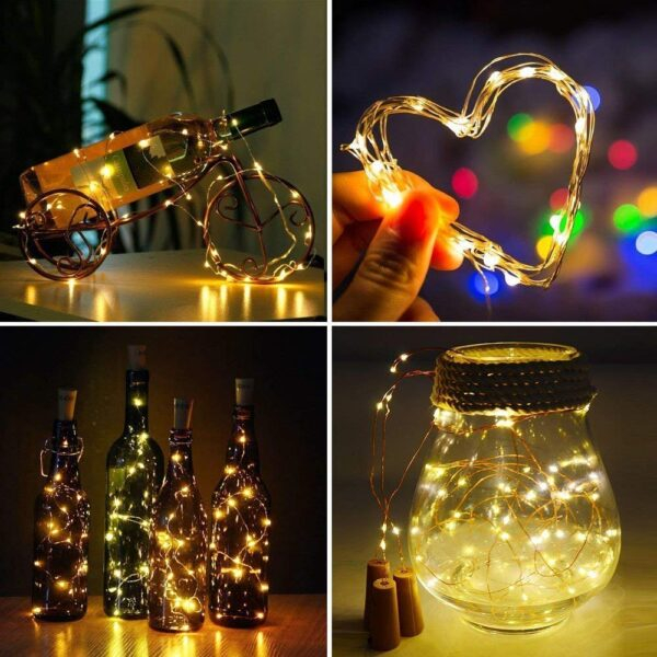 LED Cork String Fairy Led Lights Copper Wire for Indoor Outdoor Art & Craft Home Garden Décor Wine Bottle Design and for Resin Craft- (Pack of 5) - Image 3