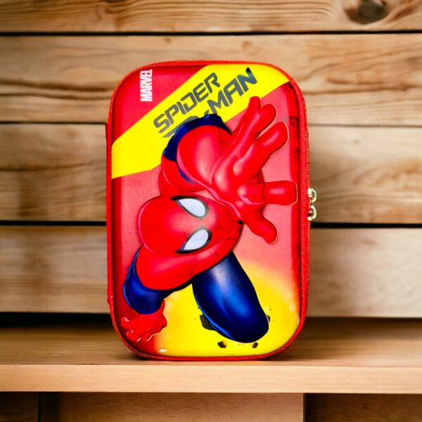 Stylish 3D Spider Man Pencil Box, Large Capacity Pencil Case, EVA Hardtop Jumbo Pencil Box for School Kids- Red