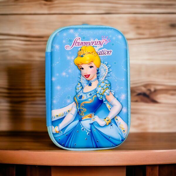 Stylish 3D Princess Pencil Box, Large Capacity Pencil Case, EVA Hardtop Jumbo Pencil Box for School Kids- Blue