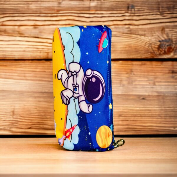 Space Pencil Dual Zip Storage Stationery Pouches for Boys and Girls Soft Cute Cotton Pouches for Student and Artist - Image 3