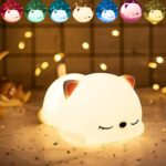 Silicone Sleeping Cat Night Light | Touch-Control Color-Changing LED Lamp | USB Rechargeable