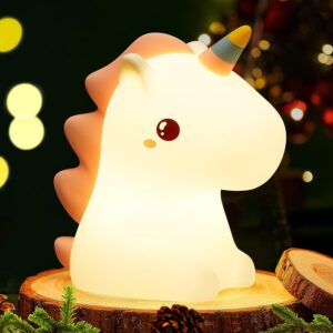 Baby Unicorn Silicone Night Lamp – Touch Sensor Control with 7-Color LED Light
