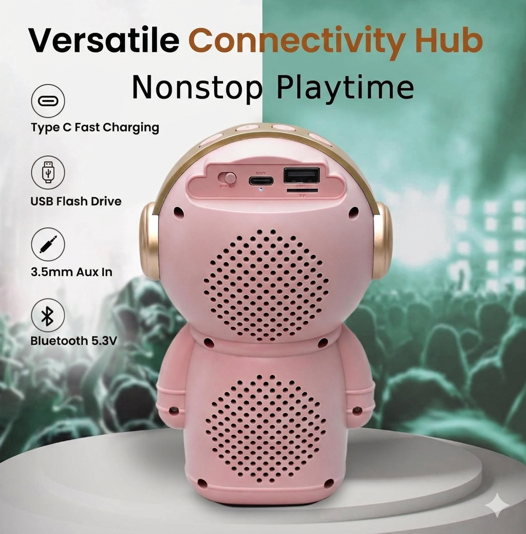 Astronaut LED Bluetooth Speaker for Kids & Desk Décor | Cute Space Design | Portable Wireless Speaker for Home & Gifts - Image 3